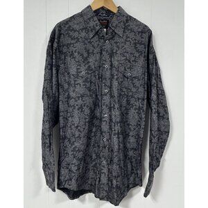 George Straight Troubadour Shirt Mens XL Western Snap Up Gray Long Sleeve